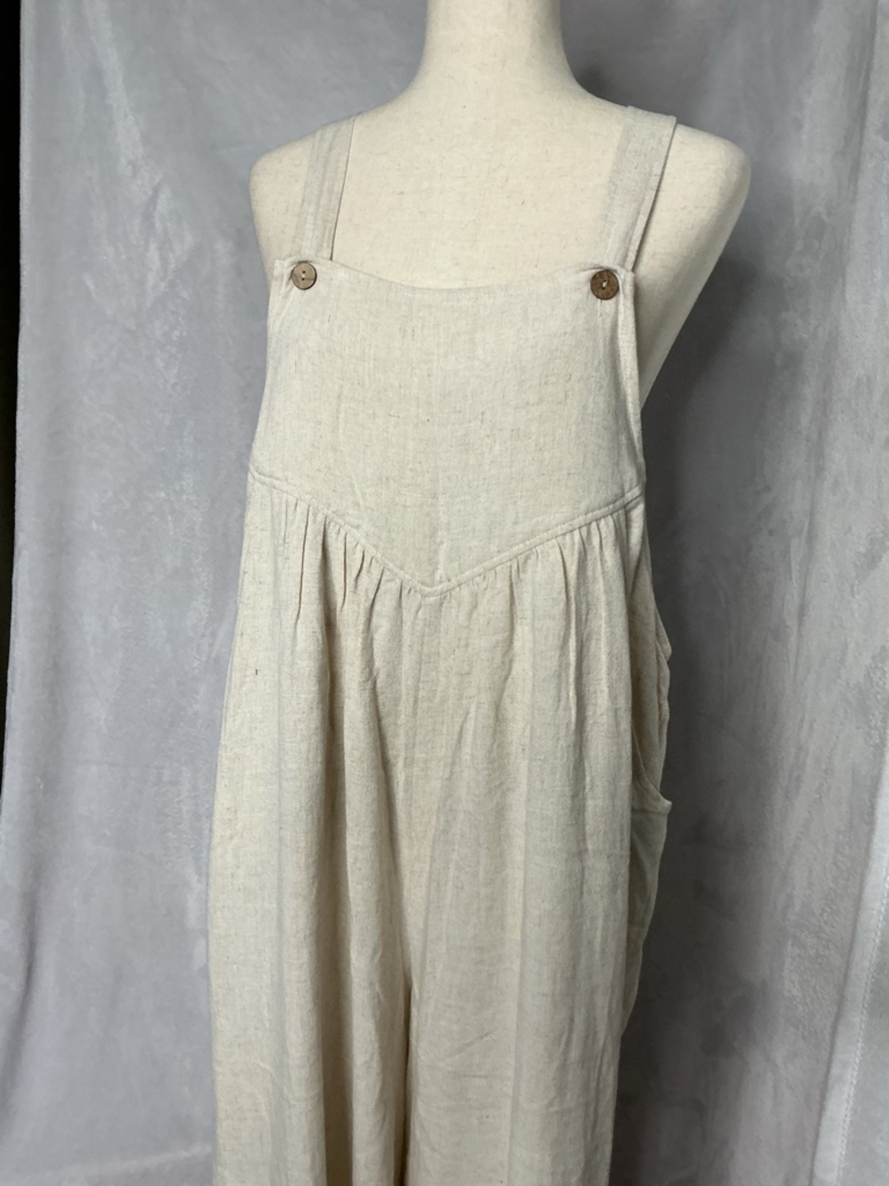 NWT Kori Cream Linen Blend Wide-Leg Overalls Jumpsuit Large - Picture 8 of 8